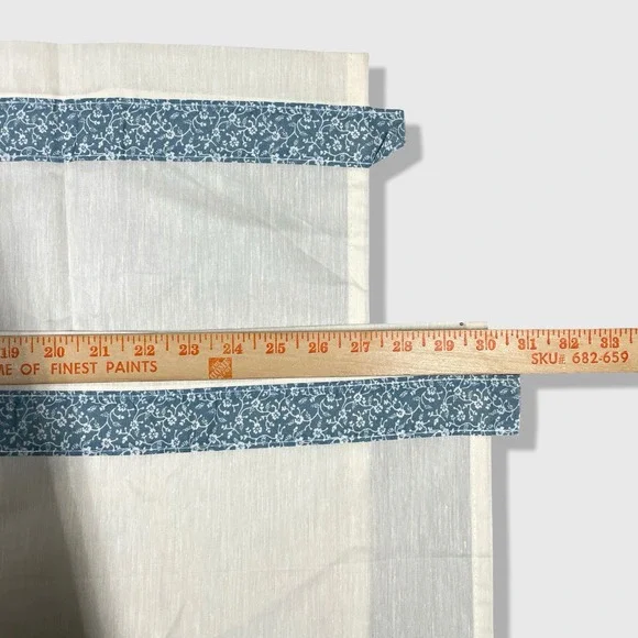 Vintage Curtains Swags Valances Set Blue White Floral Cottagecore Farmhouse - Picture 3 of 8